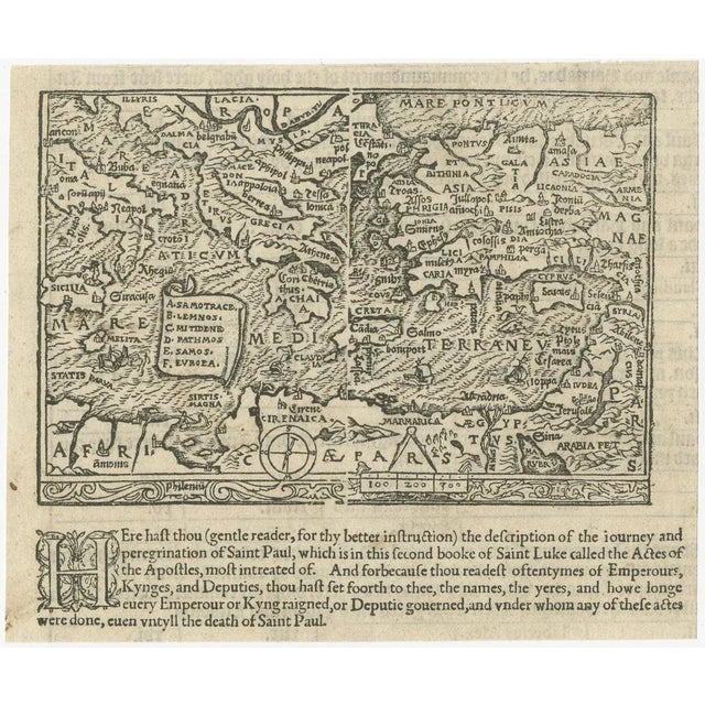 Small Antique Woodcut Map of the Mediterranean, 1568 For Sale - Image 6 of 6