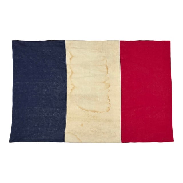 French Cotton Flag Sewn From Vintage Textiles For Sale