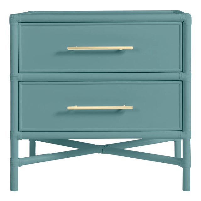 David Francis Furniture for Chairish Verona Two-Drawer Nightstand, Aegean Teal For Sale
