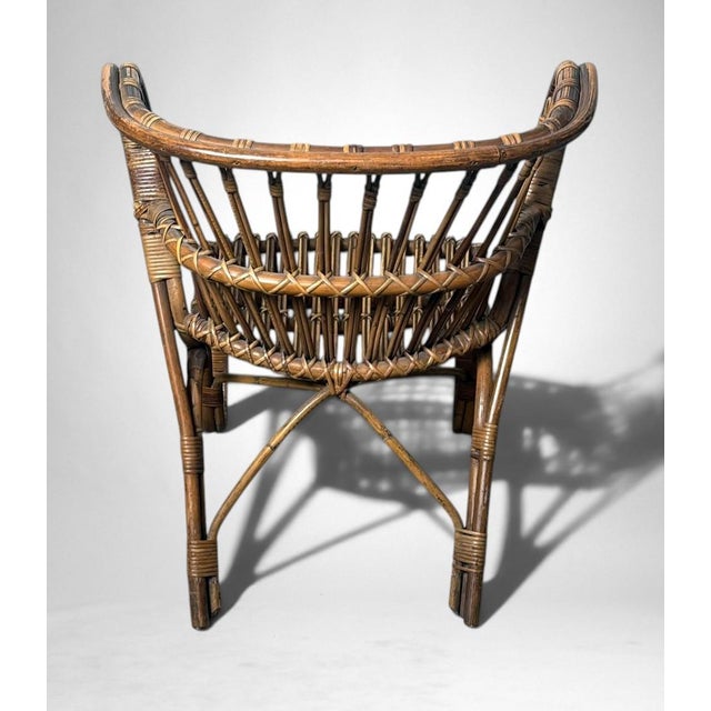 Wood Danish Organic Modern Rattan Lounge Chair in the Style of Viggo Boesen For Sale - Image 7 of 17