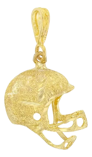 Football Helmet with Brushed Satin & Diamond Cuts 14k Yellow Gold