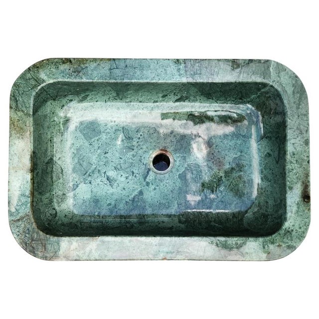 Polished Green Marble Sink For Sale - Image 3 of 6