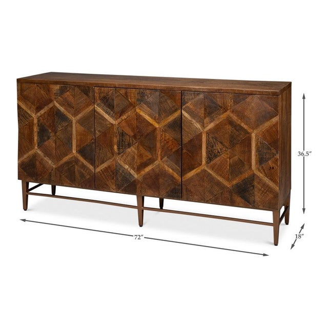 Geometric Parquetry Sideboard in Honey Brown For Sale - Image 12 of 12