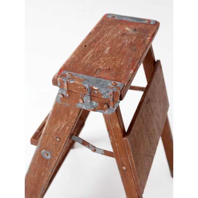 Antique Folding Wooden Step Ladder For Sale - Image 13 of 16