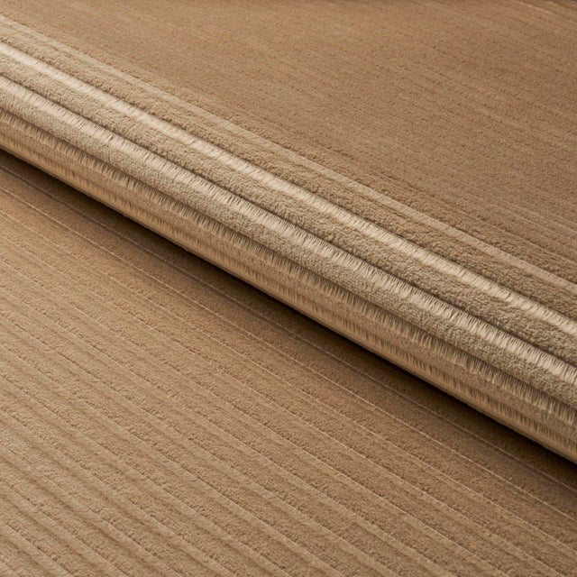 SAMPLE - Schumacher Petite Channeled Velvet Fabric In Camel For Sale
