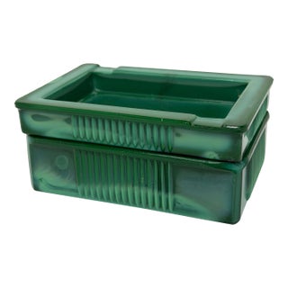Malachite Glass Ashtray and Cigarette Holder, 1960s For Sale