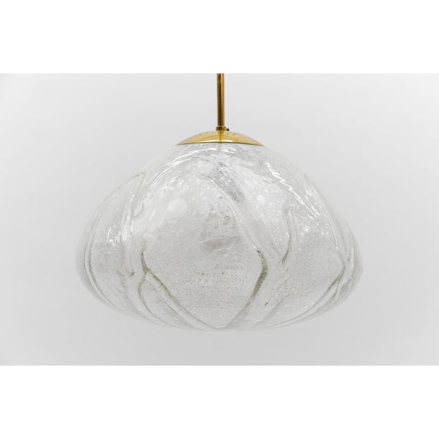 1960s Large Ice Glass Pendant Lamp from Doria Leuchten, Germany, 1960s For Sale - Image 5 of 11