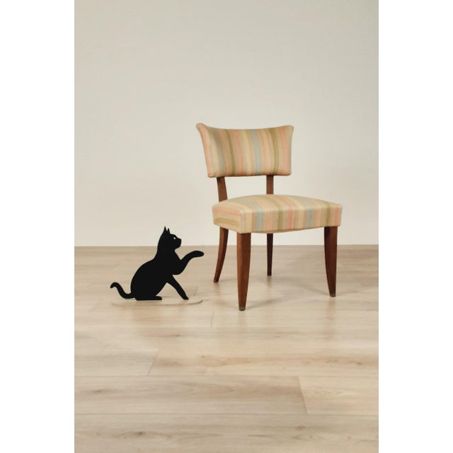 Tan Vintage Italian Chairs in Walnut, 1940s, Set of 4 For Sale - Image 8 of 10