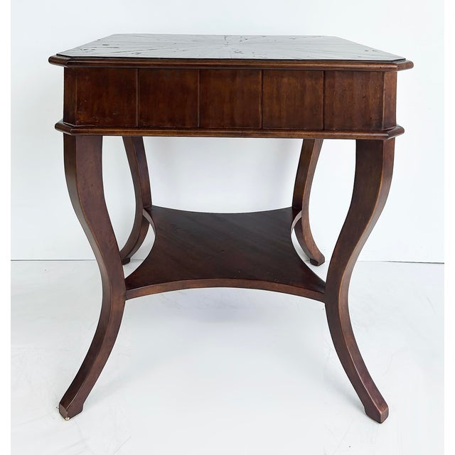 Mid 20th Century Vintage Wood 2-Tiered Side Table or Nightstand, Cabriole Legs and Single Drawer For Sale - Image 5 of 8