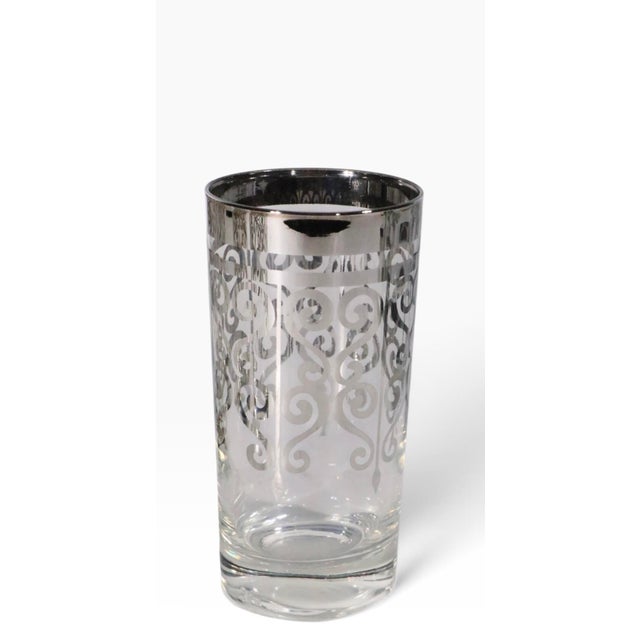 Mid-Century Modern Mid 20th Century Hollywood Regency Silver Overlay Highball Glasses - Set of Five For Sale - Image 3 of 7