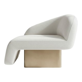 Kaia Modern White Boucle Right Arm Accent Chair For Sale