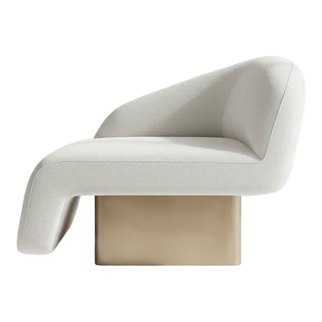 Kaia Modern White Boucle Right Arm Accent Chair For Sale