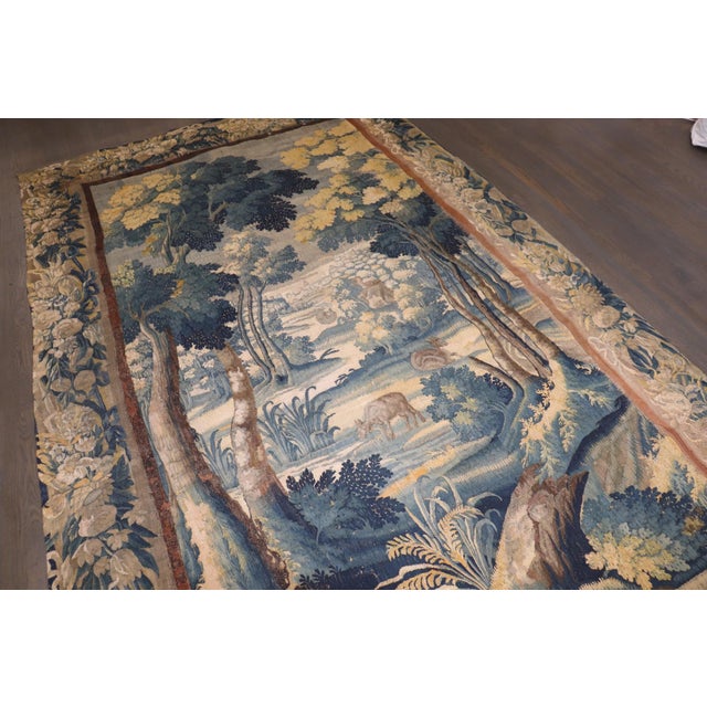 19th Century Late 17th Century Flemish Baroque Verdure Tapestry - 5'8" x 9'8" For Sale - Image 9 of 10