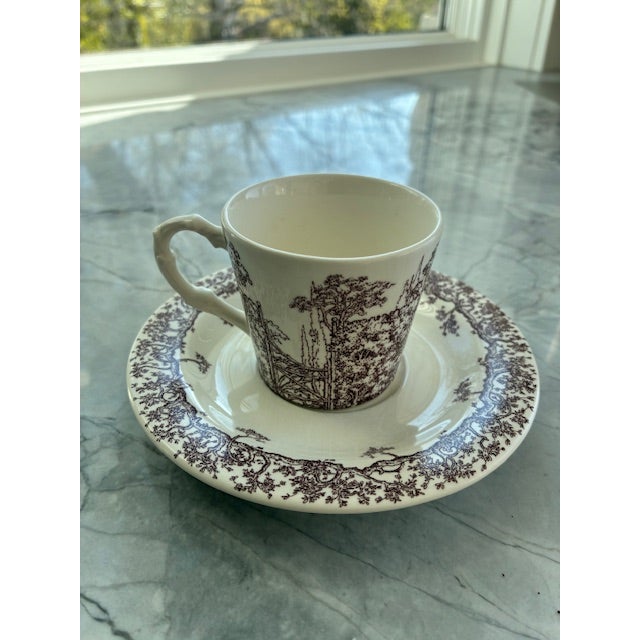 Hermes Les Maisons Enchantées Cup and Saucer Set. 2 cups and 2 saucers. Comes with box. in excellent condition