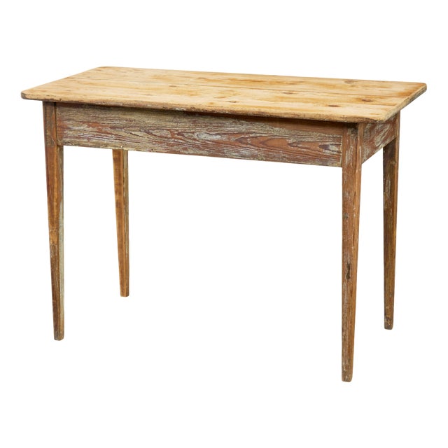 Antique Swedish Scraped Pine Side Table, 1880 For Sale