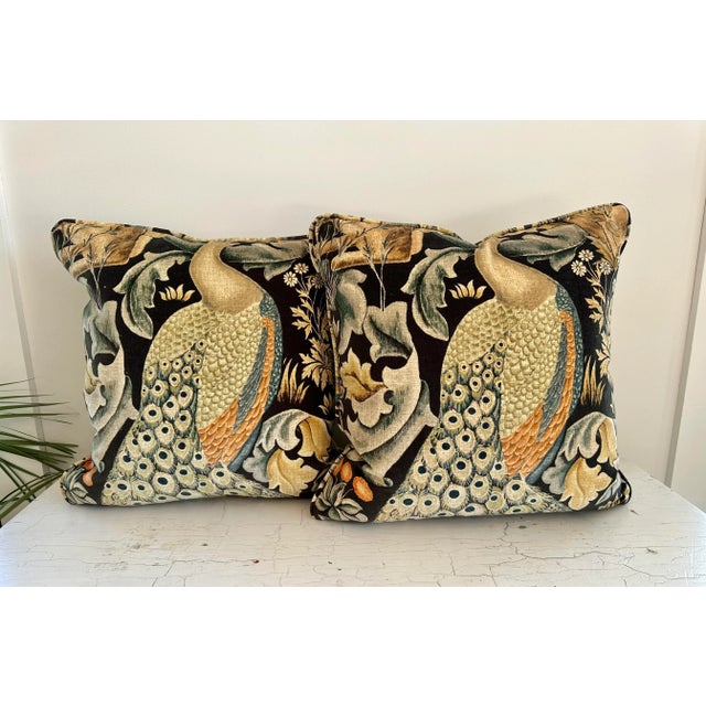 Textile Traditional Velvet Pillows in Morris and Co. Forest Fabric - a Pair For Sale - Image 7 of 8