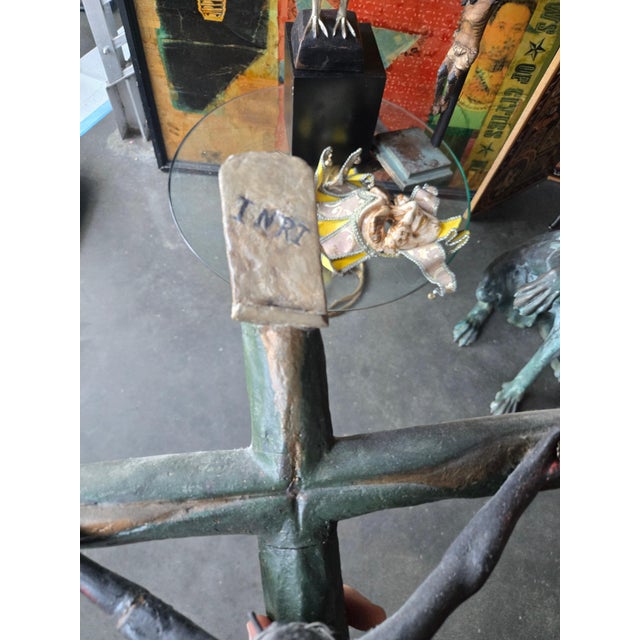 Wood 19thc Latin American Santo of Jesus on the Cross Wall Mount For Sale - Image 7 of 8