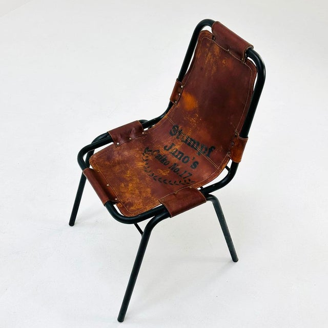Bauhaus Les Arcs Cognac Leather Chair by Charlotte Perriand, 1980s For Sale - Image 5 of 11