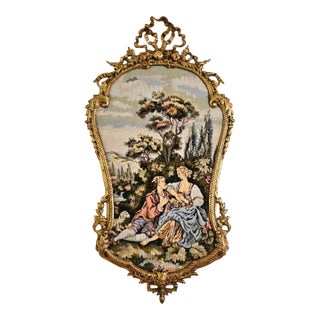 French Rococo Love Scene Tapestry With Hand-Finished Gold Leaf Frame For Sale