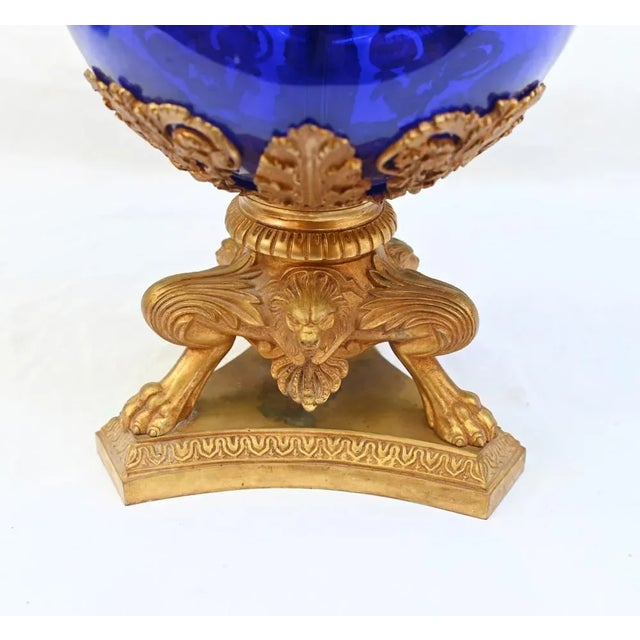 Traditional French Empire Glass Candelabras with Gilt Mounts, 1870, Set of 2 For Sale - Image 3 of 15