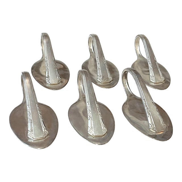 Artist-Made Rogers Silverplate Spoon Place Card Holders – Set of 6 For Sale