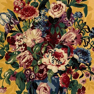Schumacher Centennial Bouquet Fabric in Document Ochre