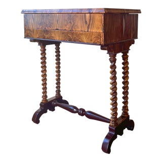 Early 20th Century Antique Olive Wood Sewing Table For Sale