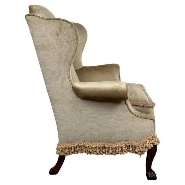 Antique Early 20th Century English Mahogany Wingback Armchair For Sale - Image 4 of 13