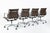 Herman Miller Set of 4 Eames Herman Miller Office Chairs, Brown Leather Thin Pad Aluminum Group For Sale - Image 4 of 18