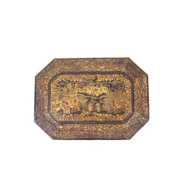 Black English Chinoiserie Tea Caddy With Dual Interior Canisters, 19th Century For Sale - Image 8 of 11