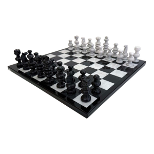 1980s Marble Chess Game Board and Pieces