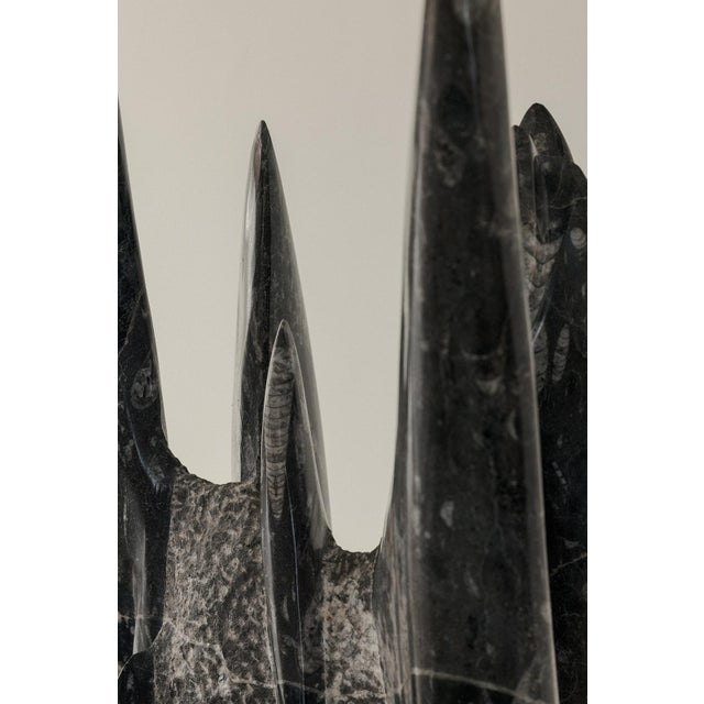 1980s Black Abstract Sculpture, 1980s, Fossilstone For Sale - Image 5 of 9
