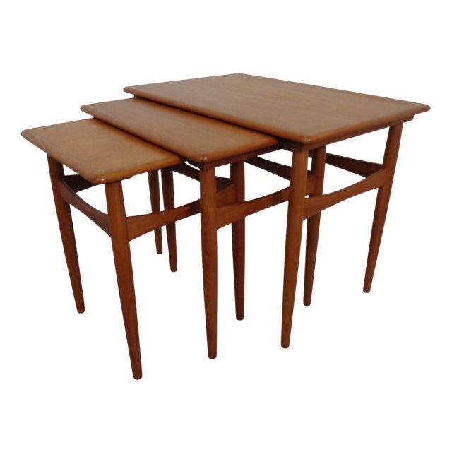 Vintage Teak Nesting Tables by Kai Kristiansen for Skovmand & Andersen, 1960s, Set of 3 For Sale