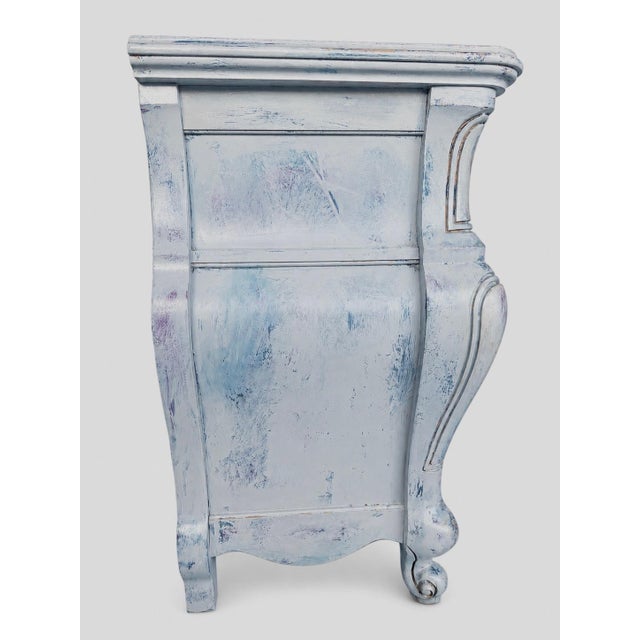 1990s 1990s Hand-Painted Bombe Chest of Drawers — Baroque Rococo | Dovetail Drawers | Distressed Blue, Gray & Gold | Maison Martine For Sale - Image 5 of 8