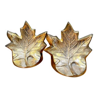 Decorative Crafts Inc. Brass Leaf Bookends For Sale