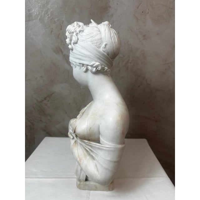 After Chinard, Bust of Juliette Récamier, 1800s, Marble For Sale - Image 10 of 18