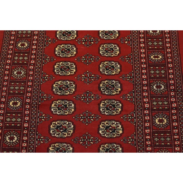 2020s Bokhara Rug 4’2” X 6’2” Red Wool Tribal Hand-Knotted Oriental Carpet For Sale - Image 5 of 11