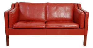 2212 Two-Seater Sofa in Red Leather by Børge Mogensen, 1990s