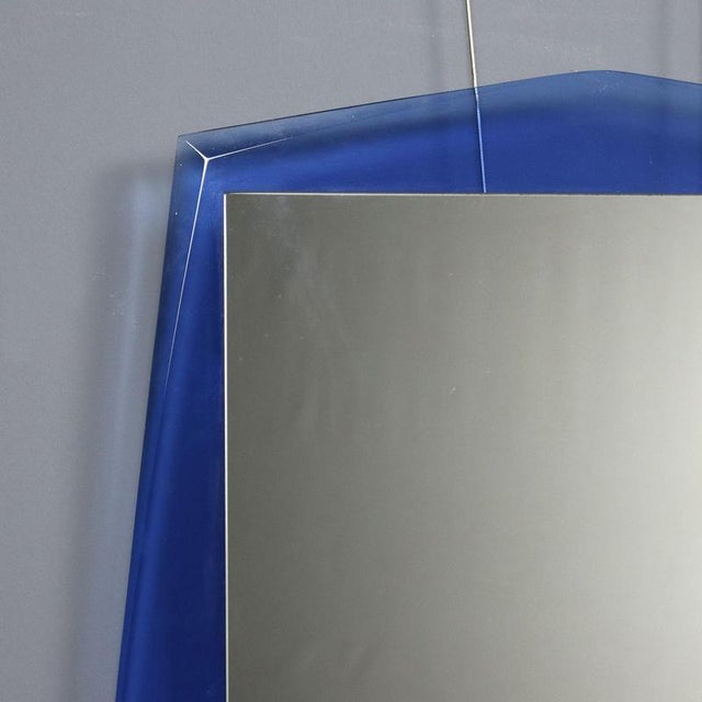 Vintage Rectangular Mirror with Blue Glass Frame, 1960s For Sale - Image 3 of 11