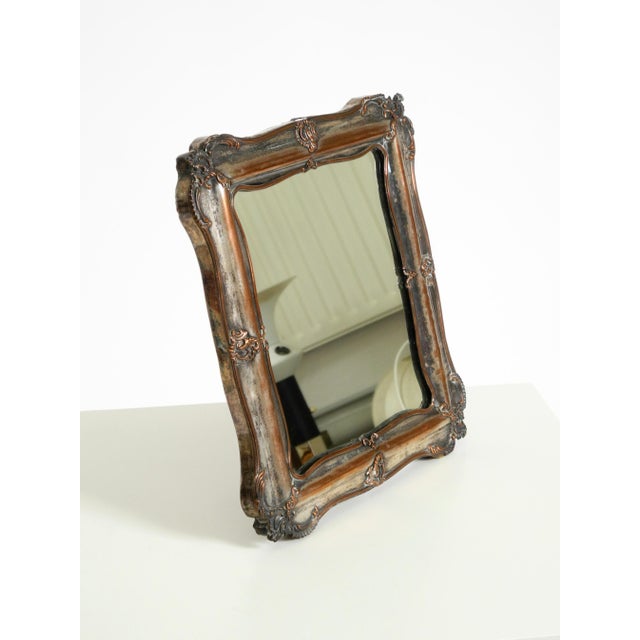Wooden Table Mirror with Silver-Plated Frame, 1930s For Sale - Image 4 of 18