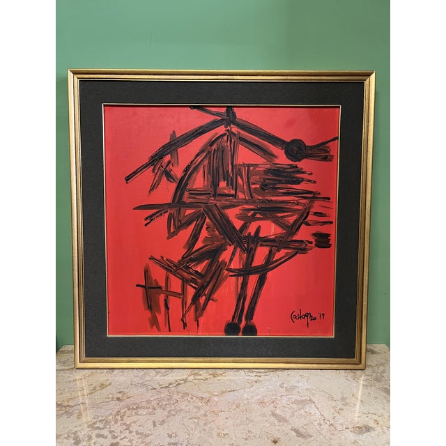 Castagno, Abstract Composition, 1970s, Oil on Canvas, Framed For Sale - Image 6 of 6