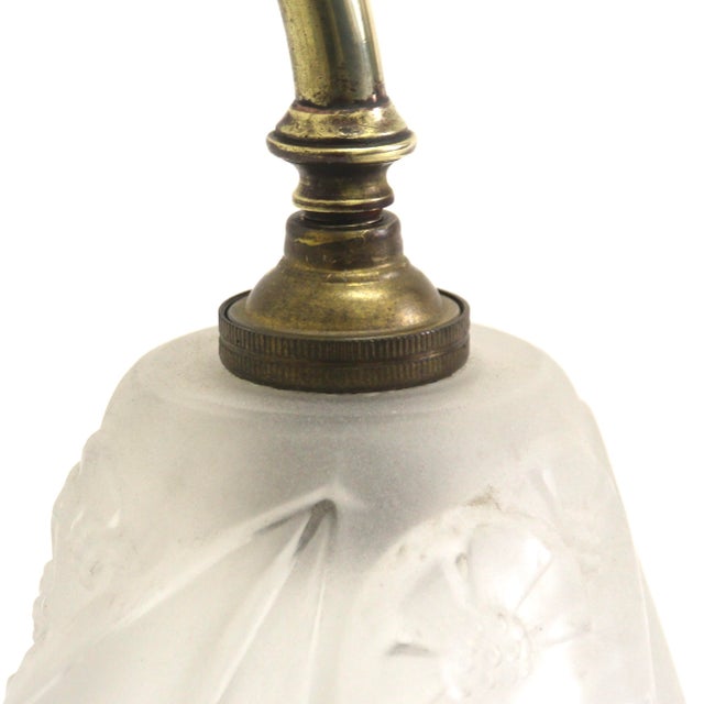 1930s French Art Deco Sconce with Brass Fixture and Glass Shade, 1930s For Sale - Image 5 of 8