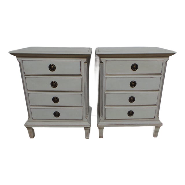 Gustavian Style Unique 4 Drawer Nightstands For Sale