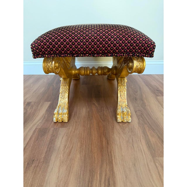 Mid 20th Century Charles Pollock George II Giltwood X-Frame Stool For Sale - Image 14 of 17
