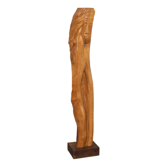 Belgian Artist, Hand-Carved Sculpture, 1970s, Oak For Sale