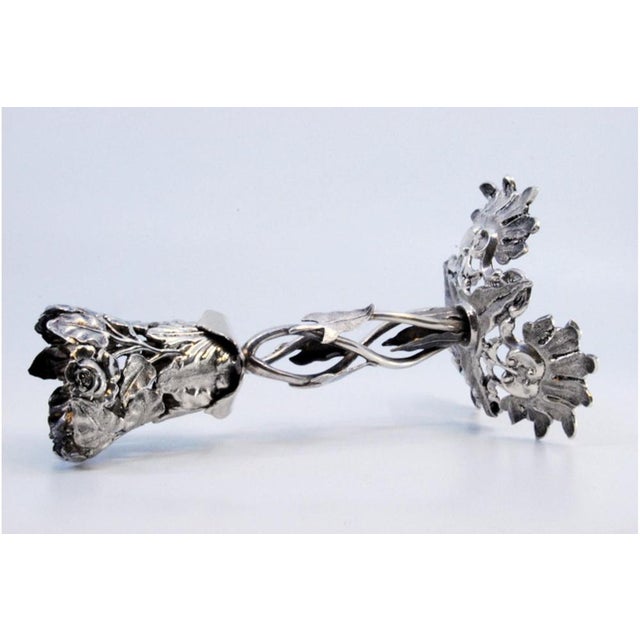 Metal Silver Toothpick Holder with Tulip Cutout For Sale - Image 7 of 10