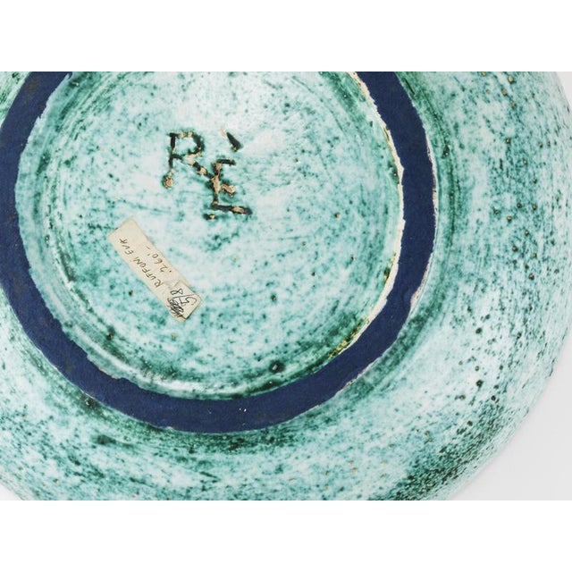 Large Turquoise Ceramic Fruit Bowl by Eva Ruffoni, Italy, 1980s For Sale - Image 18 of 18