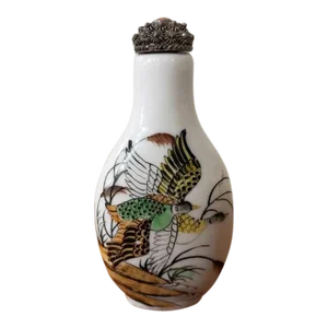 Mid 20th Century Chinese Porcelain Ducks Motif Snuff Bottle