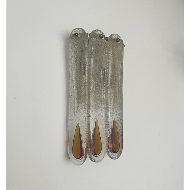 Italian Amber Murano Glass Wall Sconces from Mazzega, 1970s, Set of 4 For Sale - Image 9 of 13
