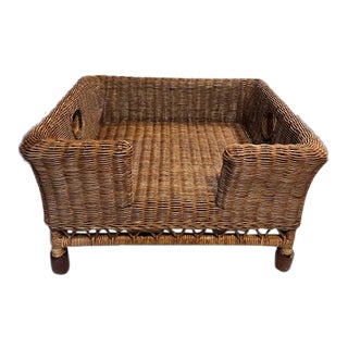 Late 20th Century Woven Wicker & Rattan Dog/Pet Bed For Sale